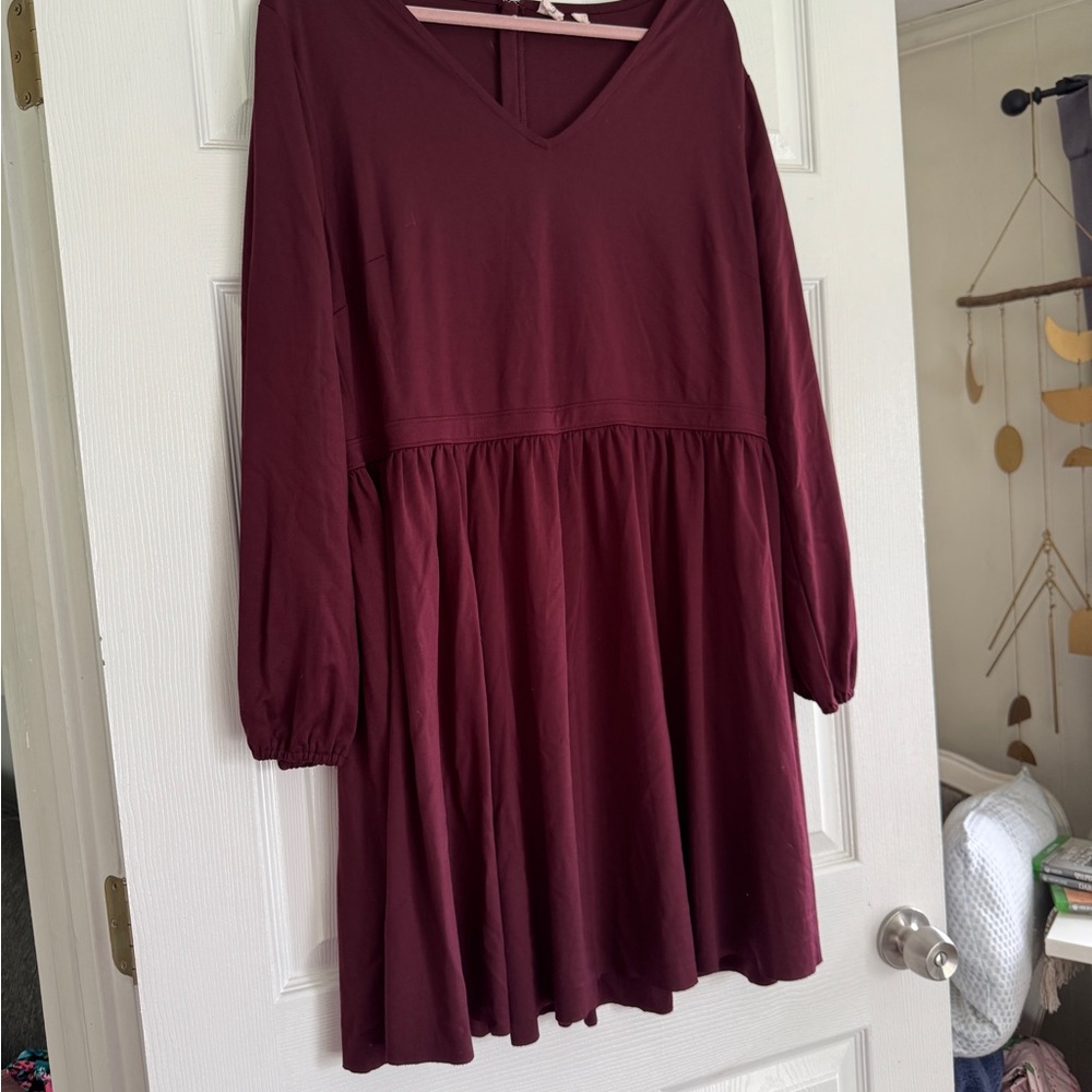 Gap Burgundy Long Sleeve Dress